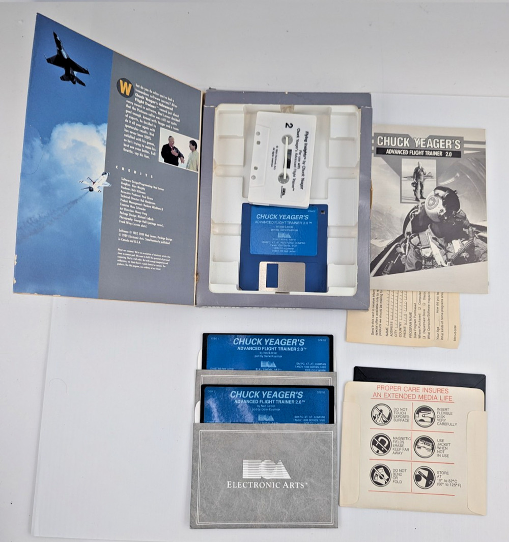 Chuck Yeager’s Advanced Flight Trainer 2.0 Floppy Disks 5.25" Tandy EA